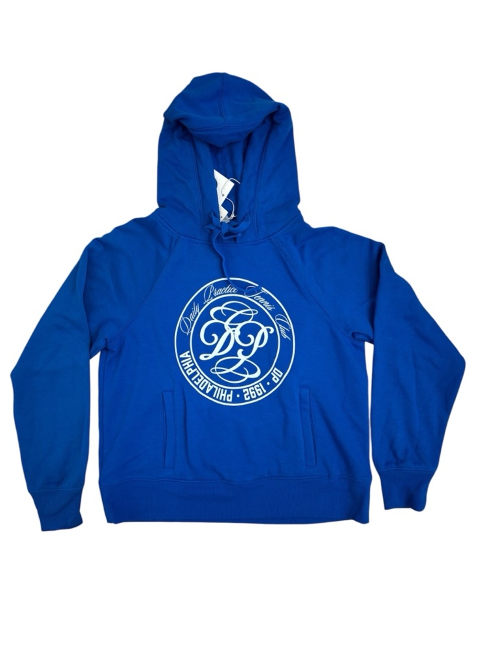 NWT Anthropologie Daily Practice Tennis Graphic Blue Hoodie Small Retail $108